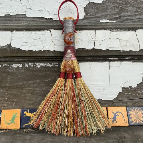 Beltane Flower Moon Triple Goddess hand broom